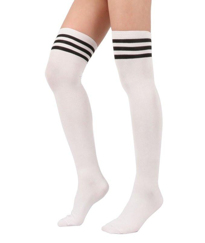 lunalae thigh high socks white/black stripes