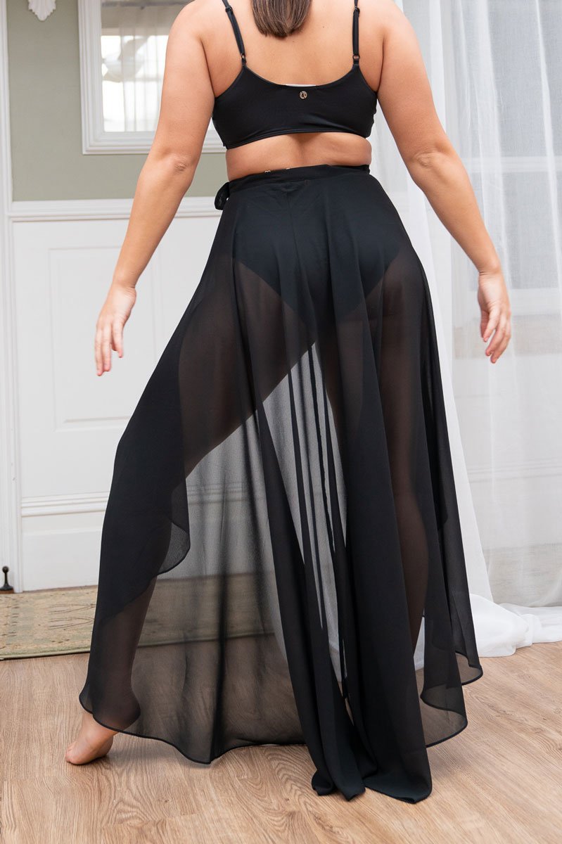 lunalae high waist wrap dance skirt black