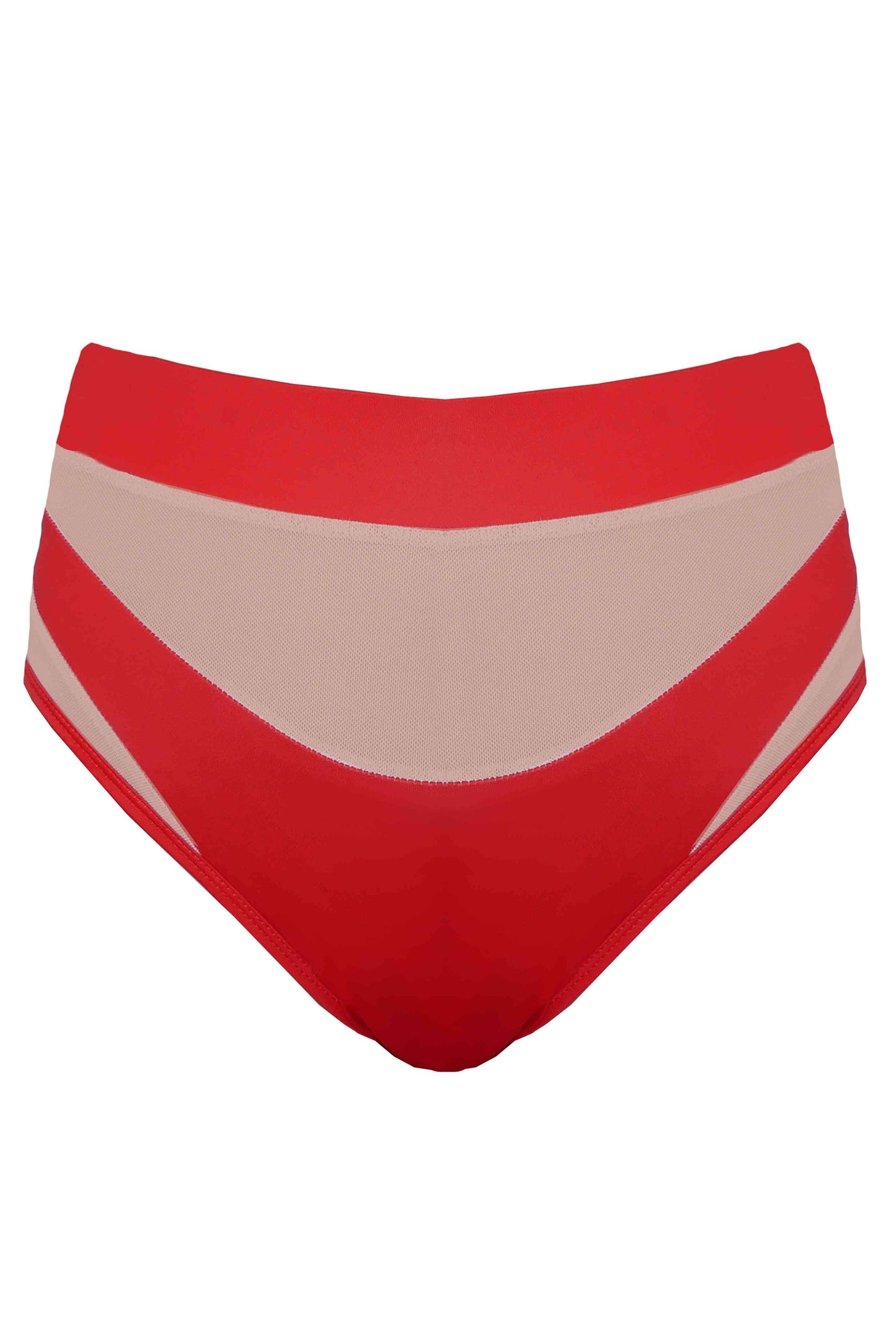 cxix goddess high waisted bottoms red/sand mesh