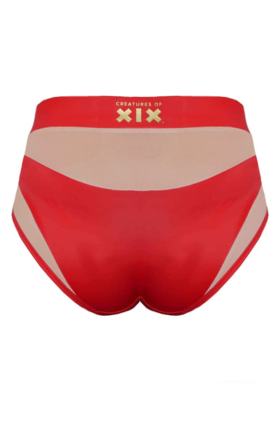 cxix goddess high waisted bottoms red/sand mesh