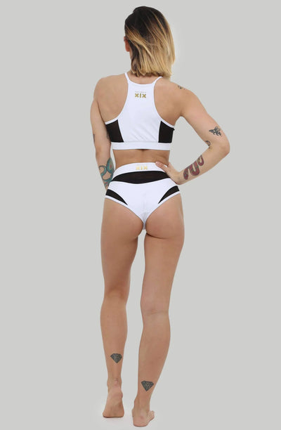 cxix goddess high waisted bottoms white/black mesh