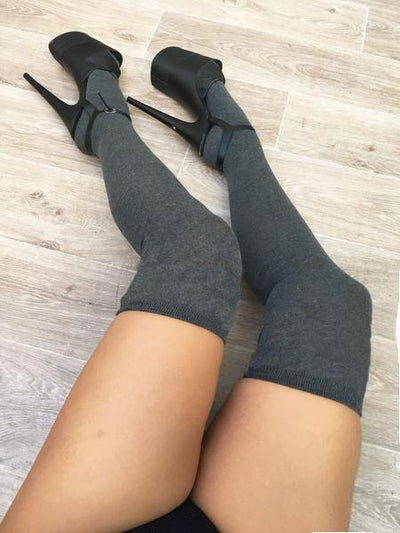 lunalae thigh high socks charcoal