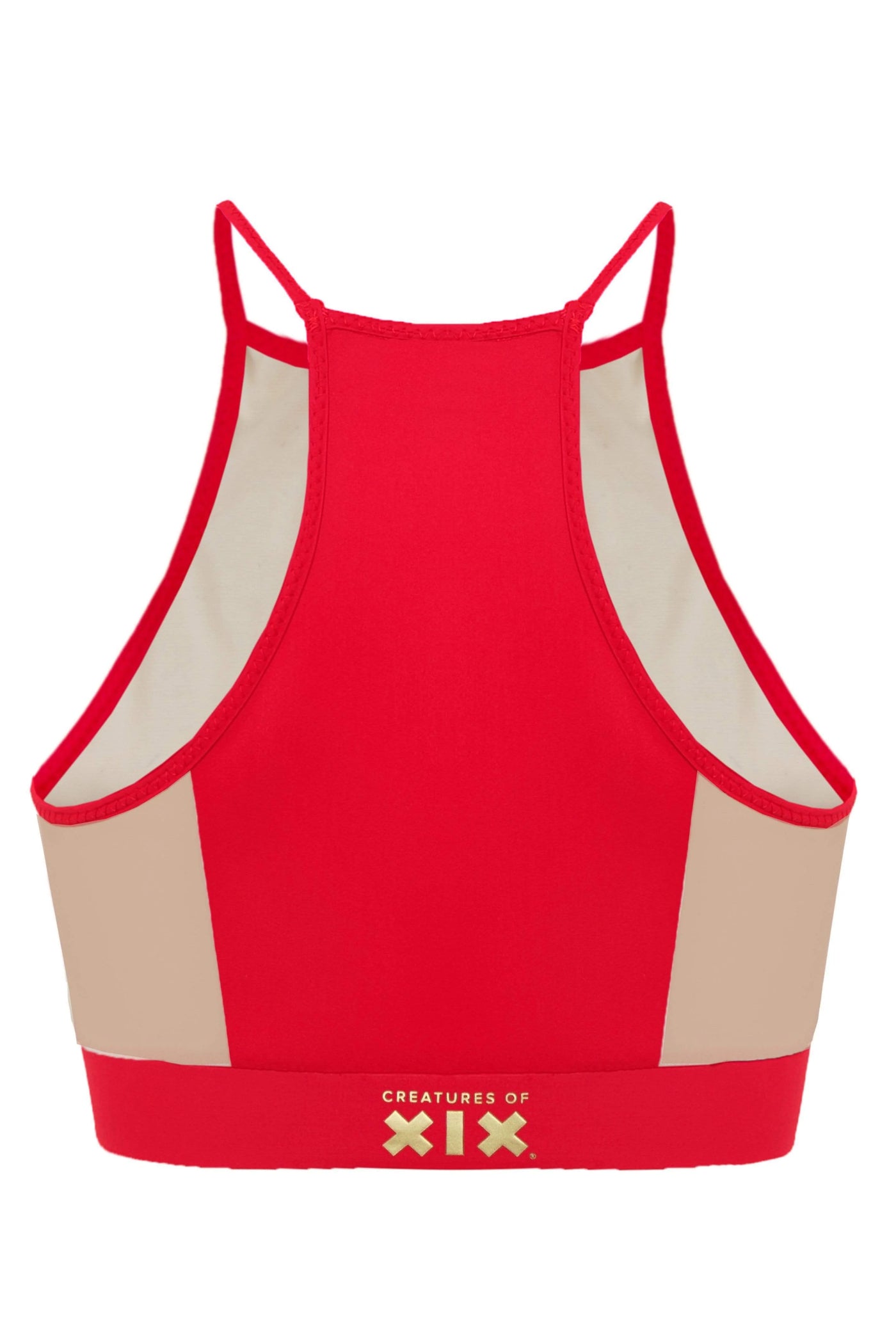 cxix i s i s goddess halter top red/sand mesh