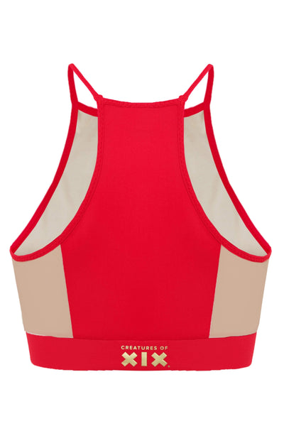 cxix i s i s goddess halter top red/sand mesh