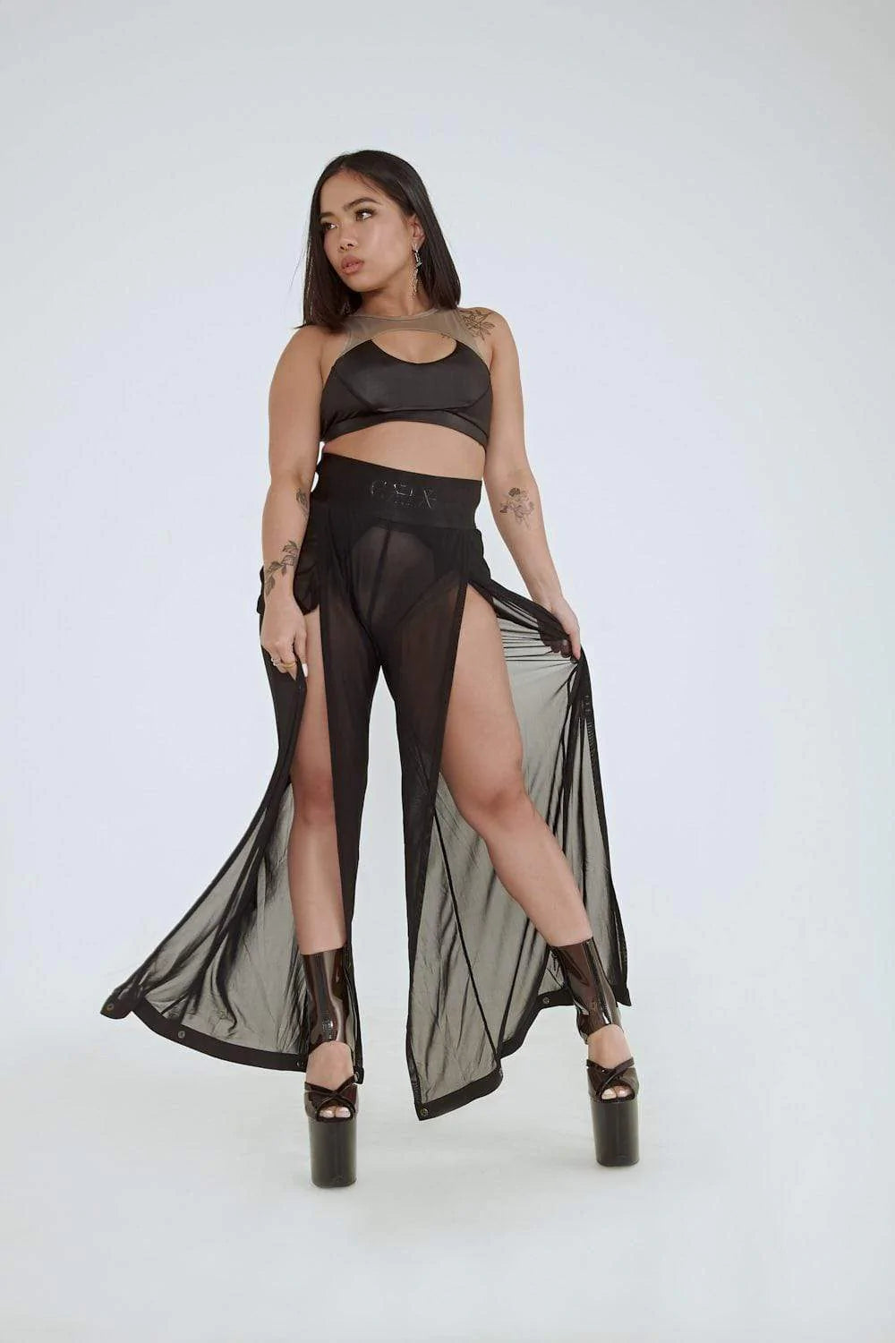 cxix snatched mesh flow pants black