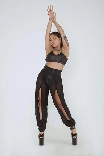 cxix snatched mesh flow pants black